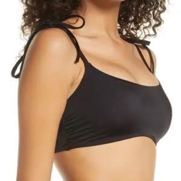Chelsea28 Easy Retro Tie Strap Bikini Top black swimsuit bathing suit bra -XL - Picture 1 of 8